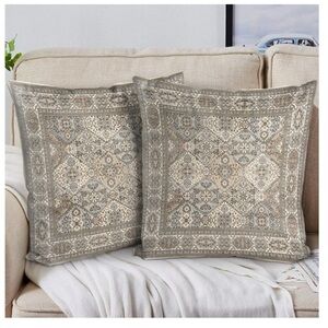 Elegant Gray Patterned Throw Pillow Set